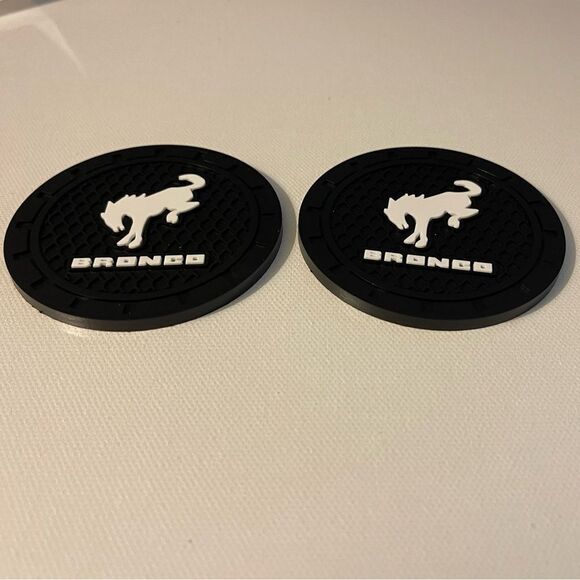Bronco Car Cup Holder Coasters with logo set of 2 NWT - Picture 2 of 4